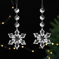 1 Piece Acrylic Snowflake Simulation Ice Pendants Xmas Tree Hanging Ornament Chr