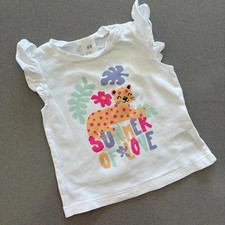 Baby Girl 4-6 months H&M Summer of Love White Animal T-shirt (35 13)