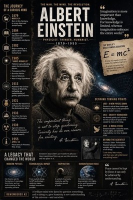 Albert Einstein Physics Genius Educational Poster