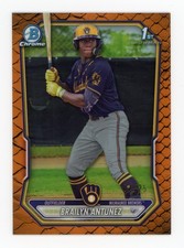 2026 Bowman Baseball Brailyn Antunez Reptilian Orange Refractor /25 Brewers 1st