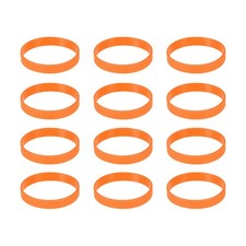 12pcs Plain Silicone Wristbands 8 Inch Circumference 1/2 Inch Width, Orange