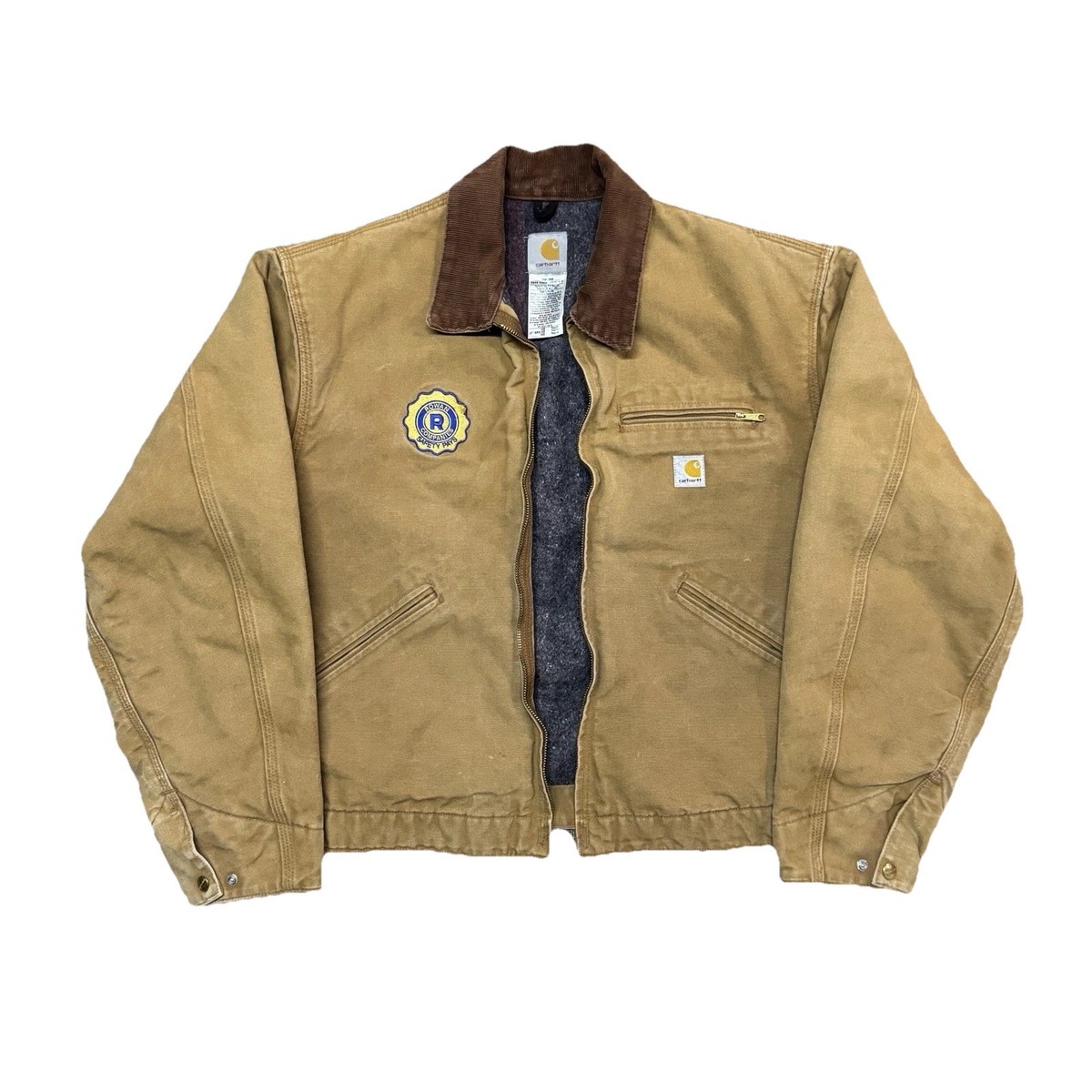 Vintage Carhartt J01 BRN Detroit Lined Jacket Men's 48 Distressed