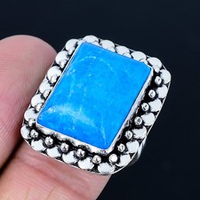 Delighting Neon Blue Apatite Gemstone 925 Sterling Silver Ring Size 9