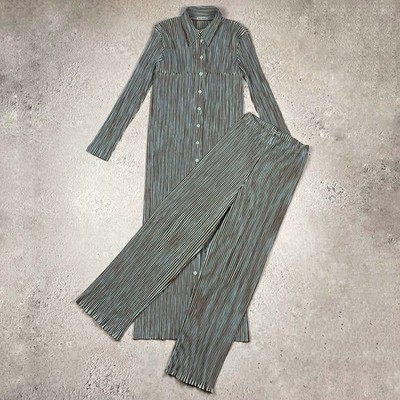Issey Miyake Archive 1970s Women Pleated Suit Coat And Pants Size M-L