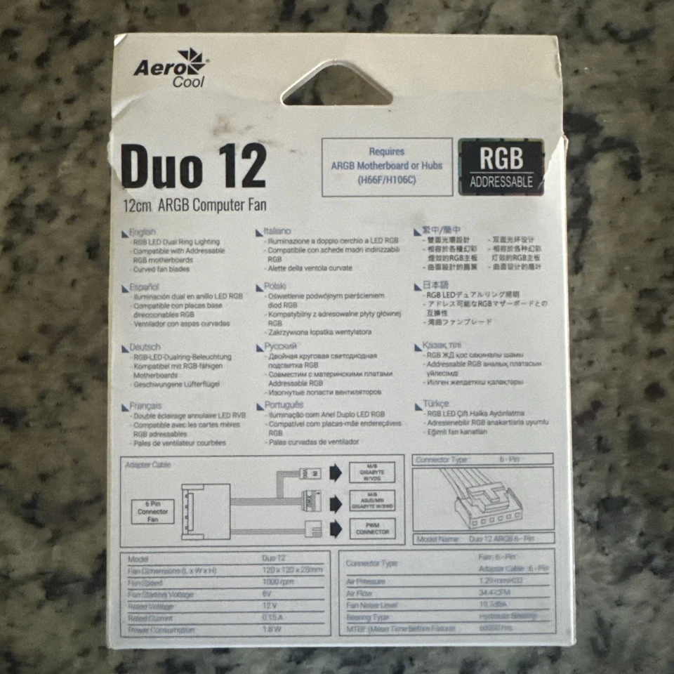 Lot of 2 Aero Cool Duo 12 - 12cm ARGB Cooling Fan - Image 3 of 3
