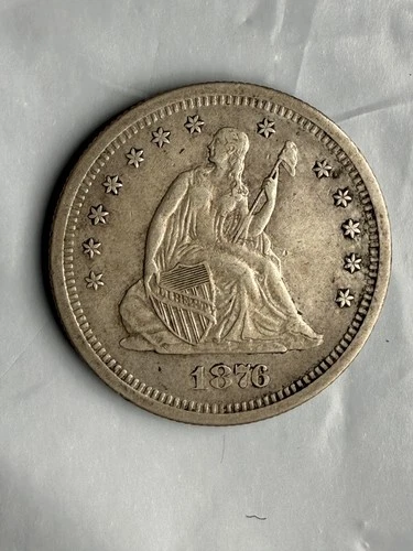 1876-S Seated Liberty Quarter VF Good Detail Some Luster Tiny Rim Ding Reduced