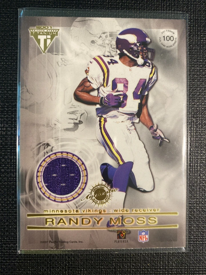 2001 Pacific Titanium Double Jerseys #100 Daunte Culpepper Randy Moss Game Worn - Image 2 of 2