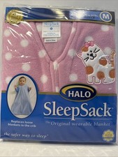 HALO Sleep Sack Medium 6-12mos, 16-24lbs, TOG .5, Pink w/White Polka Dots, NEW