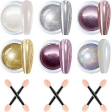 6 Farben Chrome Nail Powder,Crome Pulver N&auml;gel,Chrome Pulver N&auml;gel Mit