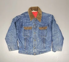 Vintage Key Imperial Jacket Mens Medium Denim Corduroy Collar Lined Workwear 90s