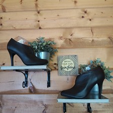 Colin Stuart Dark Brown Leather Stiletto Heeled Shoes Ankle Booties Pumps Sz 10B