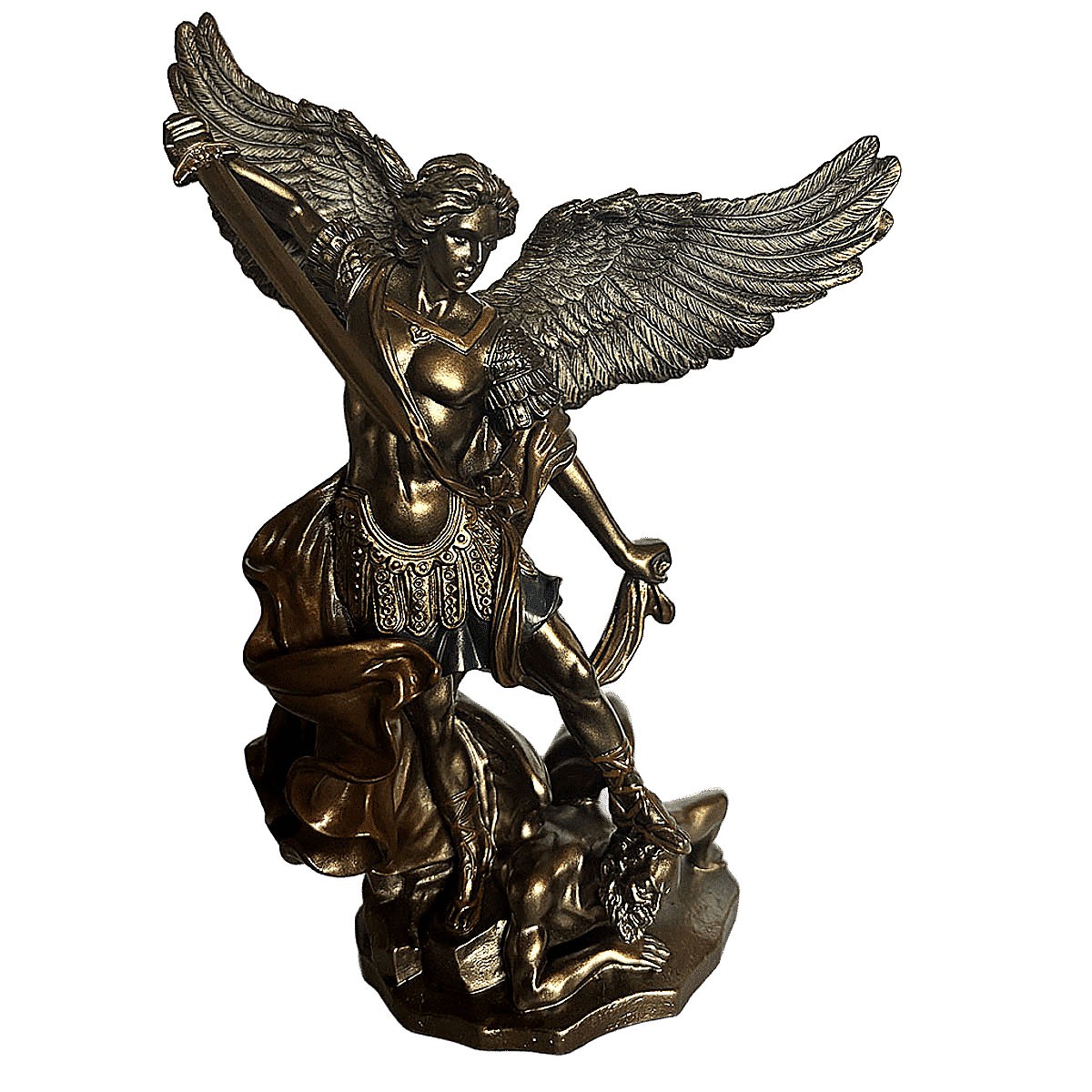 Statue Saint Michel Archange sculpture de collection finition bronze pour art liturgique