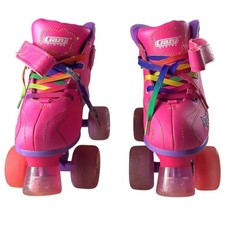Crazy Skates Dream Girls Roller Skates Led Lights Size US 2 Pink Rainbow Wheels
