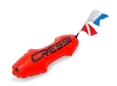 Cressi 65 cm Torpedoboje Swim-Buoy Fluo-Orange Swimming Safety Boje Markierungs