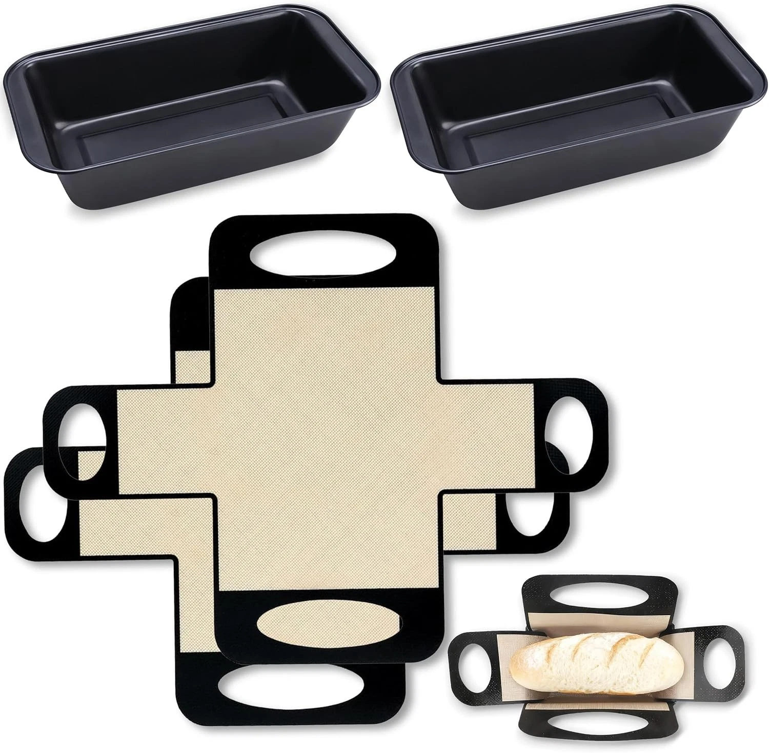 9x5 Loaf Pans Baking Bread 2-Pack Bread Loaf Pan Set W/ Silicone Bread Sling