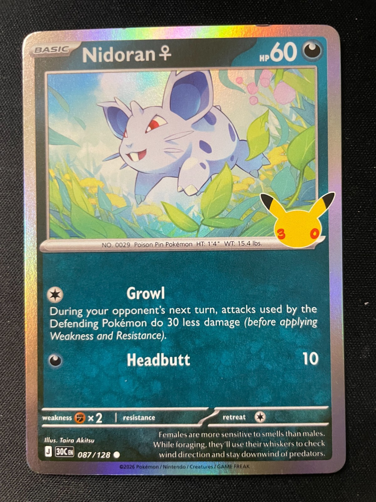 Pokemon 30th Anniversary Celebration TCG Card Nidoran 87
