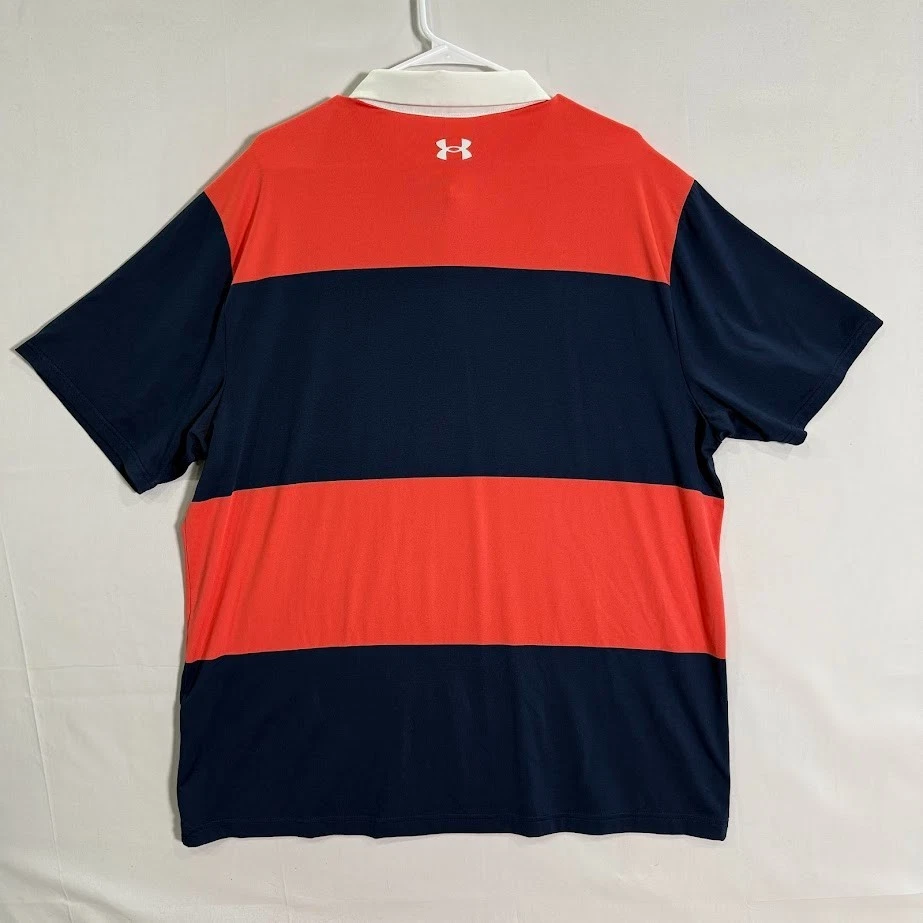 Polo Under Armour The Playoff para hombre manga corta talla 2XL a rayas naranja azul marino Foto 2 de 4
