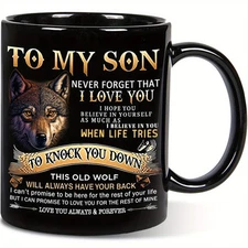 To My Son Love For Son From Father To Son Black Ceramic Mug Birthday Gift