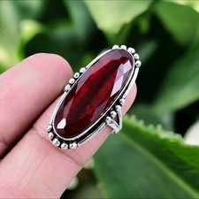 Garnet Silver Ring 925 Sterling Silver Ring Handmade Gemstone Ring Women's Ring