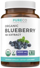 Certified Organic Blueberry Extract Capsules - 10:1 Potency, 2 Month Supply | Ve