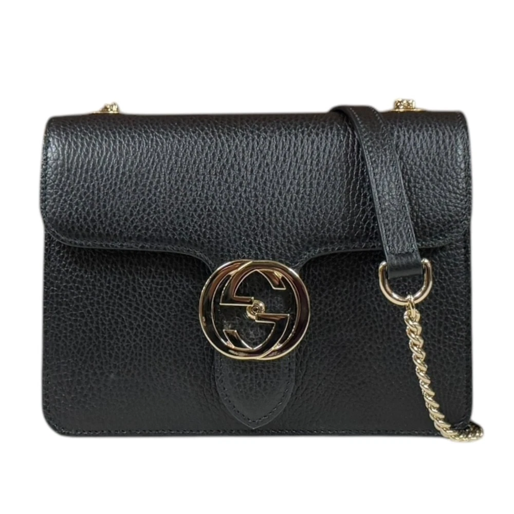 Gucci Interlocking G Shoulder Bag Leather 510304 Black Women s GUCCI Beauty