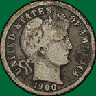 1900 Barber Dime Very Good VG Coin #39768