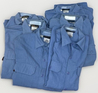 Workrite Flame Resistant FR Shirts Med 42R Blue CAT2 Workwear Bulk Bundle 6 READ