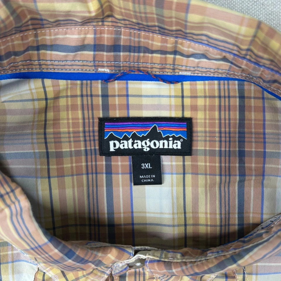 Camisa Patagonia Para Hombres 3xl Rendimiento de Pesca Abotonada Bolsillos Exterior Cuadros Sol Foto 3 de 4