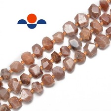 Natural Peach Moonstone Faceted Nugget Chunk Beads Approx 13x20mm 15.5" Strand