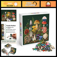 Vintage Forest Mushrooms 1000 Piece Jigsaw Puzzle - Botanical Art, Challenging F