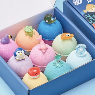 Bath Bomb Set Kids Bath Time Surprise Toy Ocean Animal Gift 9 Pack