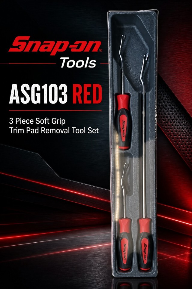 Snap On Tools ASG103BR 3 Piece Soft Grip Trim Pad Removal Tool Set RED ...