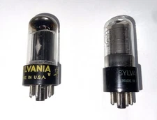 Pair Sylvania 6F6GT Tubes USA – Black Base Octal Beam Power Amp – Tested Strong