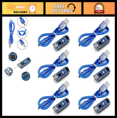 Nano V3.0 ATmega328P 5V 16MHz Microcontroller Development Board + USB Cables (6p