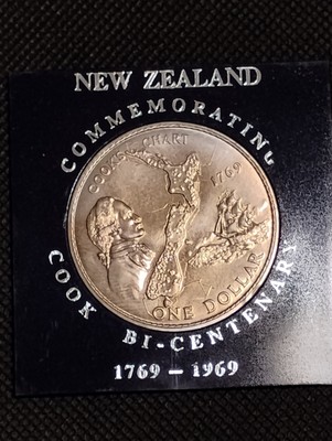 1769 - 1969 One Dollar New Zealand Commemorating Cook Bicentenary