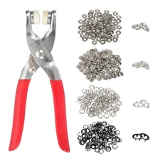 100Set Metal Snap Button Kit 9.5mm Hollow Prong Snap Button Fasteners Tool Black