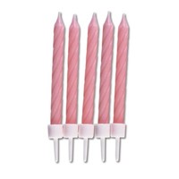 StäDter Geburtstagskerzen 7,5 Cm Rosa Mit Halter