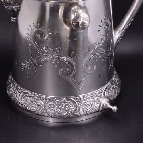 Brocca acqua basculante vittoriana argento Barbour supporto abbinato e calice anni 1880 - Foto 10 di 10