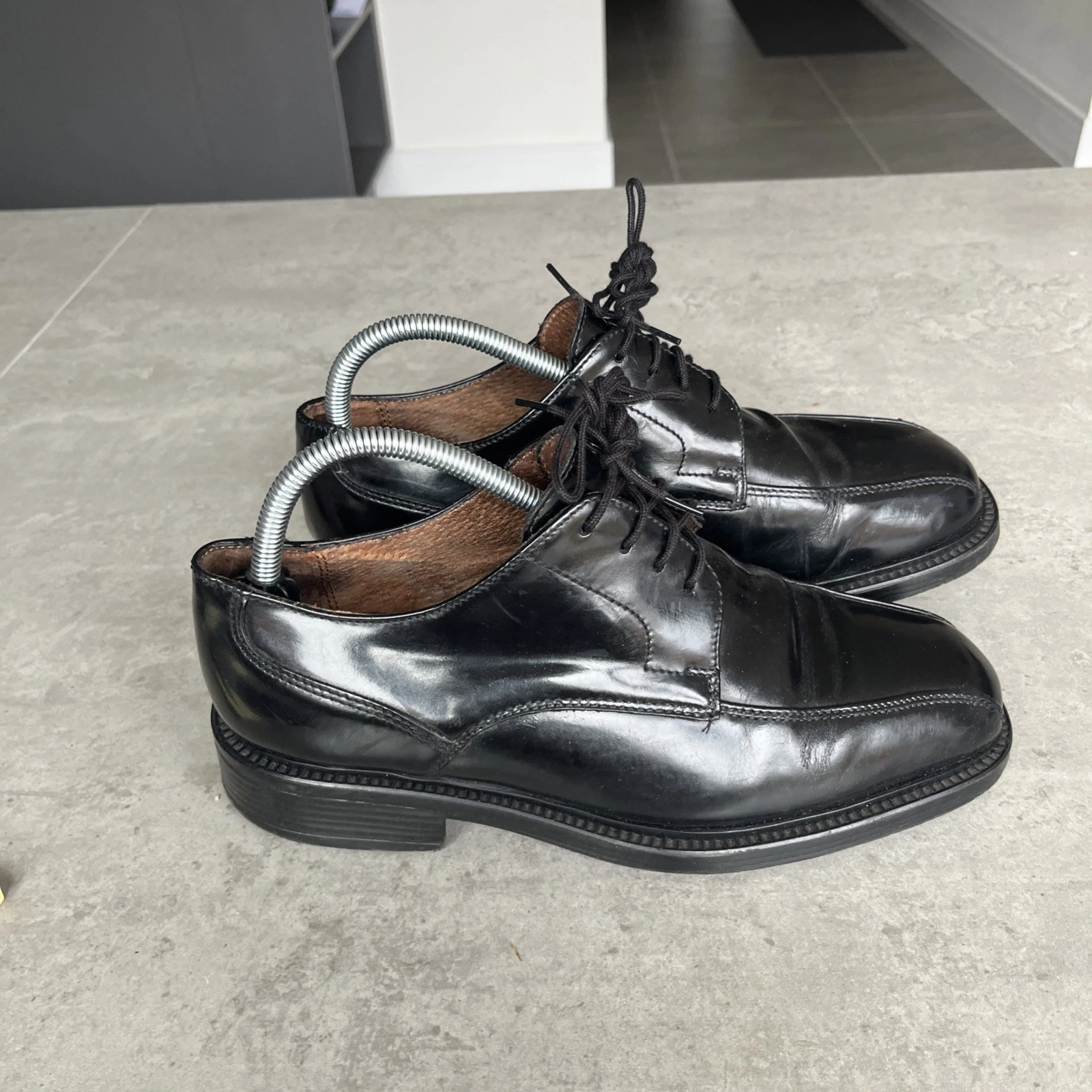 Scarpe uomo Clarks nere in pelle eleganti stringate Flexlon taglia 7