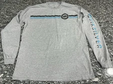 Mens Quicksilver Gray Long Sleeve  Size XL Beach Surfing Cotton Back Graphic