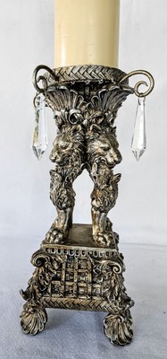 Large Medieval Gothic Castle Style Candle Holder  Sandton Brand w/ Lions   11.5''
