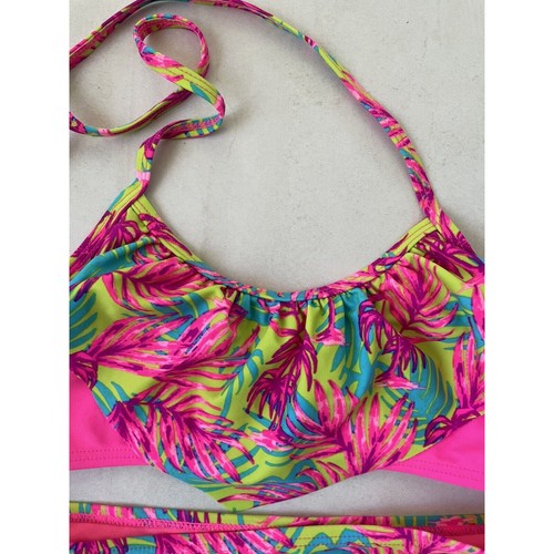 Roxy Girls Bikini Kids Swimsuit Multicolor Floral Print Ruffled - Picture 3 of 11