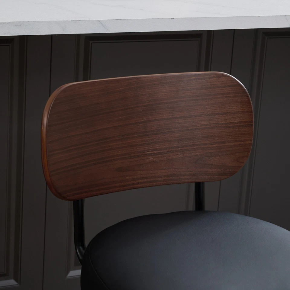 Walnut Swivel Counter Height Set of 2 Barstools Dining Bar Stool Kitchen Island - Image 3 of 4