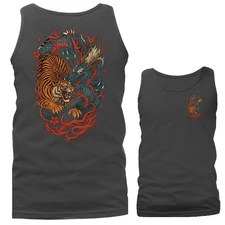 Fury and Grace Tiger vs Dragon in Traditional Japanese Style Tank Top