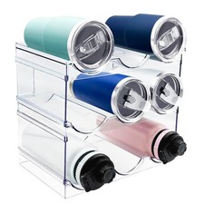 3 Pack Water Bottle Organizer for Cabinet, Stackable Water Bottle Holder, Pla...