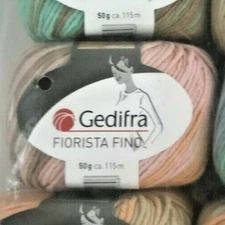 Gedifra Fiorista Fino 50g Yarn Skeins #6330 Long Self Striping Watercolors DK