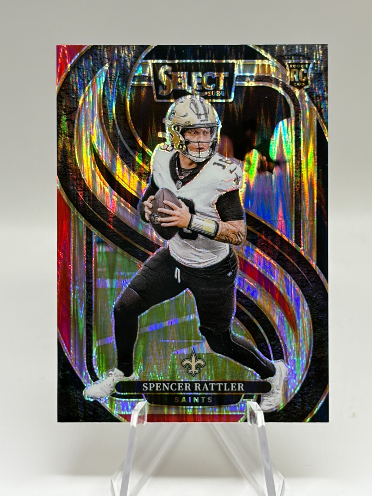 2024 Select - Premier Level Spencer Rattler #130 Black & Red Shock Prizm (RC)