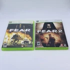 Lot of 2 FEAR and FEAR 2: Project Origin Xbox 360 Complete w/ Manual CIB Tested