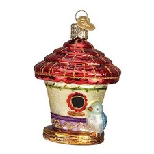 Charming Birdhouse Glass Blown Ornament for Christmas Tree, Handcrafted