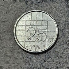 NETHERLANDS 🇳🇱 25 CENTS COIN 1992 (QUEEN BEATRIX)
